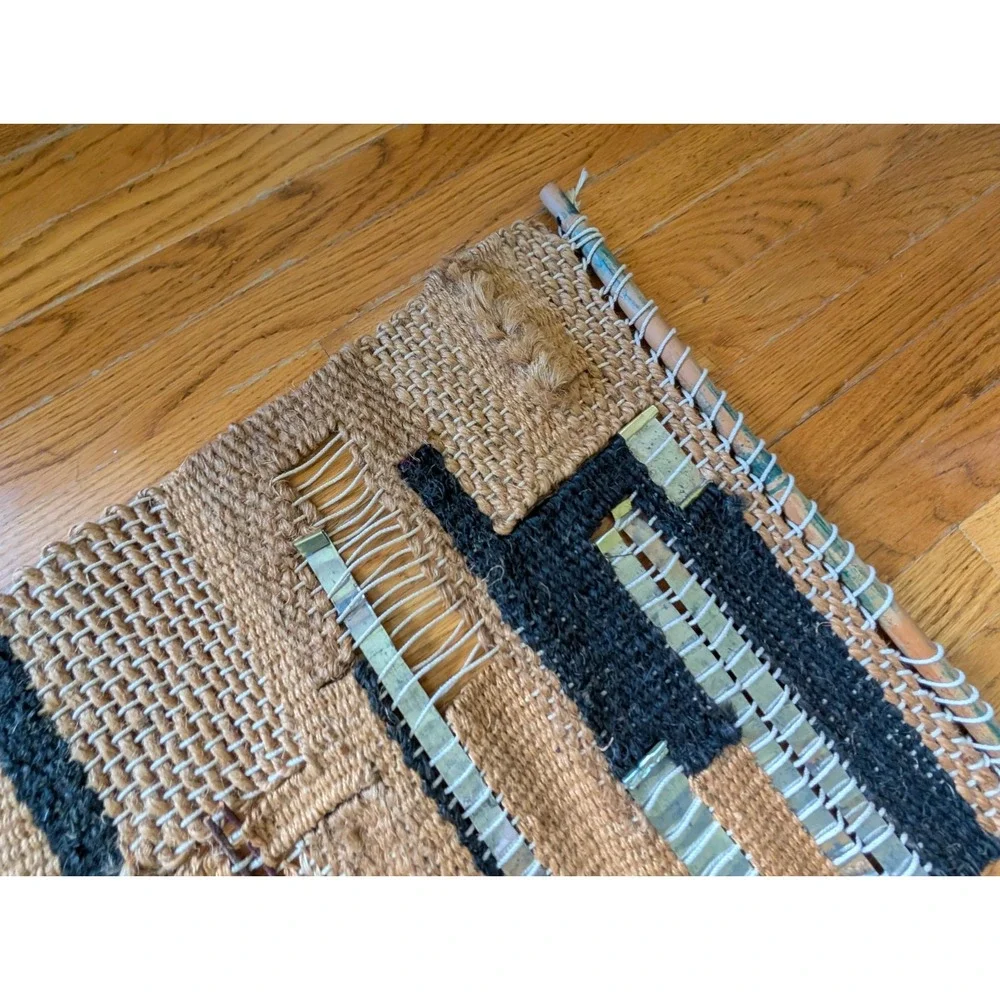 1970s Studio Woven Tapestry Abstract Boho MCM Seashell Textile Fiber Craft 48